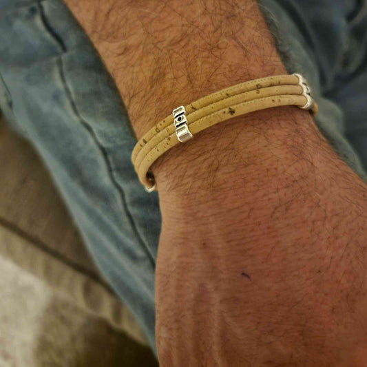 
Men's Cork Bracelet Triple Stylish & Natural Accessory