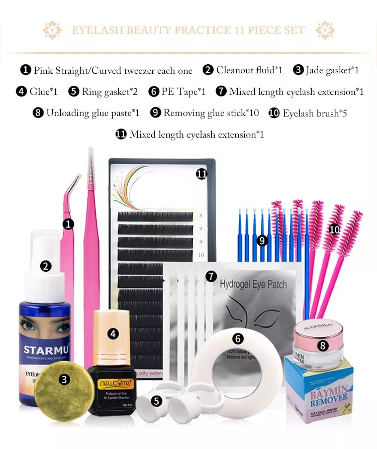 Beauty Makeup Grafting Eyelashes Tool Set for Beginners Practice Planting False Eyelash Extension Training Kits