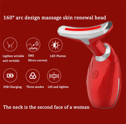 Home Beauty Machine LED Photon Anti Wrinkle EMS Vibration Neck Lift Device Skin Beauty Tools Device Facial Machine Face Massager