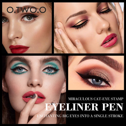 O.TWO.O Eyeliner Stamp Black Liquid Eyeliner Pen Waterproof Fast Dry Double-Ended Eye Liner Pencil Make-Up for Women Cos