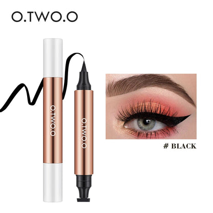 O.TWO.O Eyeliner Stamp Black Liquid Eyeliner Pen Waterproof Fast Dry Double-Ended Eye Liner Pencil Make-Up for Women Cos