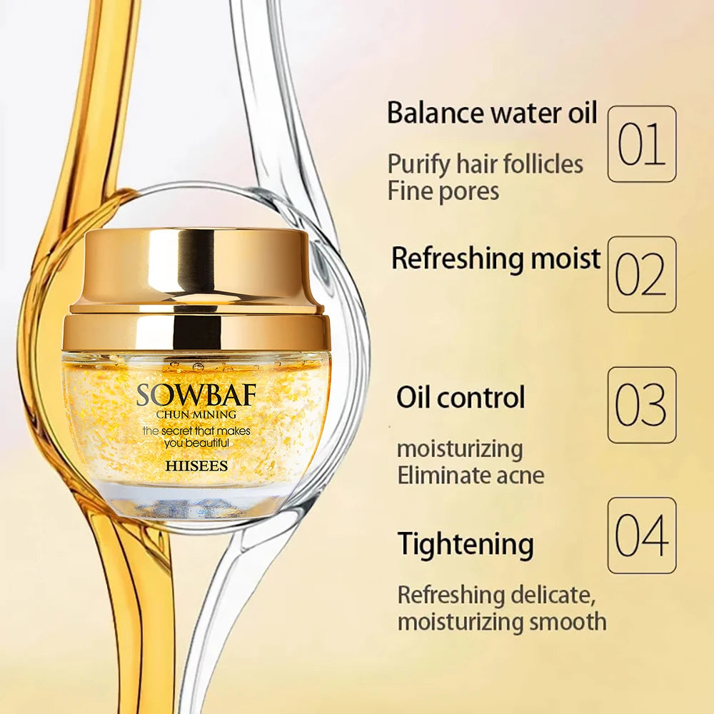 24K Gold Snail Collagen Face Cream Moisturizing Skincare Essential Brightening